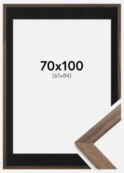 Ramme Stilren Valnød 70x100 cm - Passepartout Sort 62x85 cm