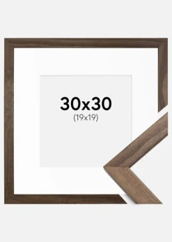Ramme Stilren Valnød 30x30 cm - Passepartout Hvid 20x20 cm