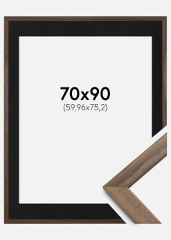 Ramme Stilren Valnød 70x90 cm - Passepartout Sort 24x30 inches (60,96x76,2 cm)
