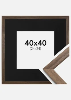 Ramme Stilren Valnød 40x40 cm - Passepartout Sort 25x25 cm
