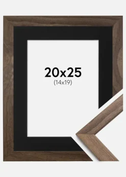 Ramme Stilren Valnød 20x25 cm - Passepartout Sort 15x20 cm
