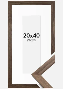 Ramme Stilren Valnød 20x40 cm - Passepartout Hvid 10x30 cm