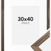 Ramme Stilren Valnød 30x40 cm - Passepartout Hvid 20x28 cm