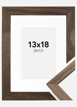 Ramme Stilren Valnød 13x18 cm - Passepartout Hvid 9x13 cm
