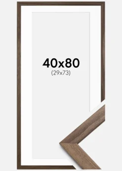 Ramme Stilren Valnød 40x80 cm - Passepartout Hvid 30x74 cm