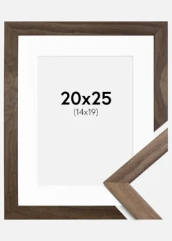 Ramme Stilren Valnød 20x25 cm - Passepartout Hvid 15x20 cm