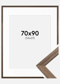Ramme Stilren Valnød 70x90 cm - Passepartout Hvid 55x70 cm