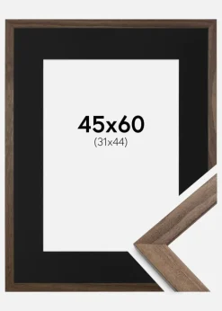 Ramme Stilren Valnød 45x60 cm - Passepartout Sort 32x45 cm