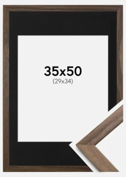 Ramme Stilren Valnød 35x50 cm - Passepartout Sort 30x35 cm