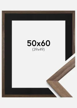 Ramme Stilren Valnød 50x60 cm - Passepartout Sort 40x50 cm