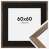 Ramme Stilren Valnød 60x60 cm - Passepartout Sort 45x45 cm