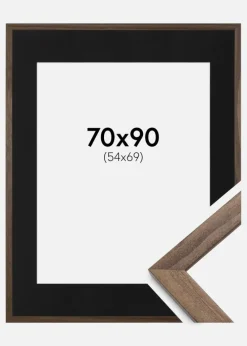 Ramme Stilren Valnød 70x90 cm - Passepartout Sort 55x70 cm