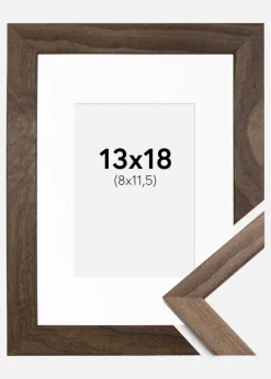 Ramme Stilren Valnød 13x18 cm - Passepartout Hvid 9x12 cm