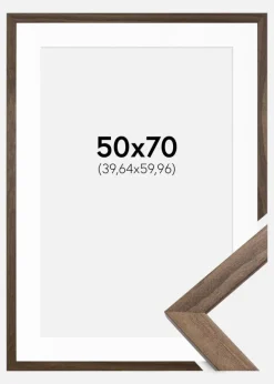 Ramme Stilren Valnød 50x70 cm - Passepartout Hvid 16x24 inches (40,64x60,96 cm)