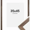 Ramme Stilren Valnød 35x45 cm - Passepartout Hvid 24x34 cm