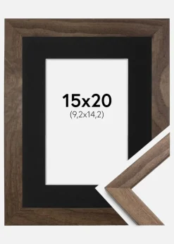 Ramme Stilren Valnød 15x20 cm - Passepartout Sort 4x6 inches (10,2x15,2 cm)