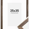 Ramme Stilren Valnød 25x35 cm - Passepartout Hvid 6x10 inches