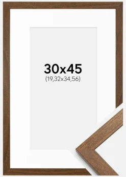 Ramme Stilren varmt Brun 30x45 cm - Passepartout Hvid 8x14 inches