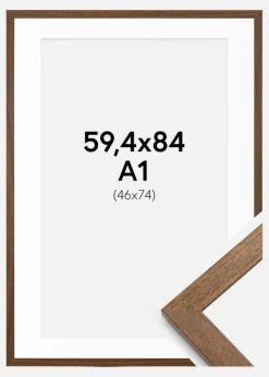 Ramme Stilren varmt Brun 59,4x84 cm - Passepartout Hvid 47x75 cm