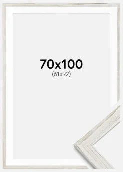 Ramme Stilren Vintage hvid 70x100 cm - Passepartout Hvid 62x93 cm