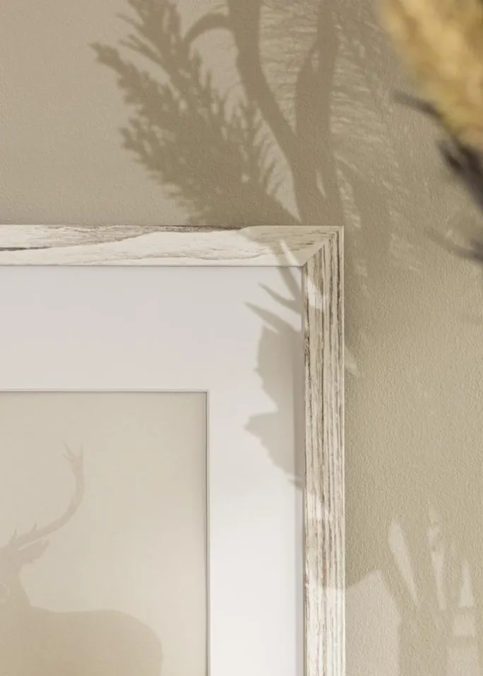 Ramme Stilren Vintage hvid 70x100 cm - Passepartout Hvid 62x93 cm