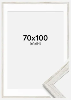 Ramme Stilren Vintage hvid 70x100 cm - Passepartout Hvid 62x85 cm