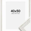 Ramme Stilren Vintage hvid 40x50 cm - Passepartout Hvid 29,7x42 cm