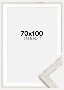 Ramme Stilren Vintage hvid 70x100 cm - Passepartout Hvid 24x36 inches