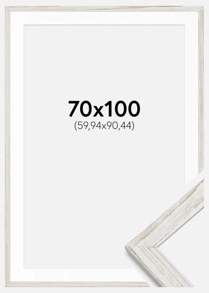 Ramme Stilren Vintage hvid 70x100 cm - Passepartout Hvid 24x36 inches