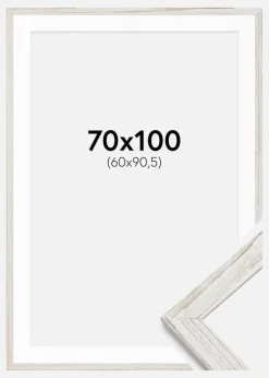 Ramme Stilren Vintage hvid 70x100 cm - Passepartout Hvid 61x91,5 cm