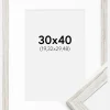 Ramme Stilren Vintage hvid 30x40 cm - Passepartout Hvid 8x12 inches