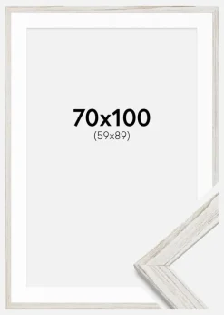 Ramme Stilren Vintage hvid 70x100 cm - Passepartout Hvid 60x90 cm