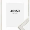 Ramme Stilren Vintage hvid 40x50 cm - Passepartout Hvid 28x38 cm