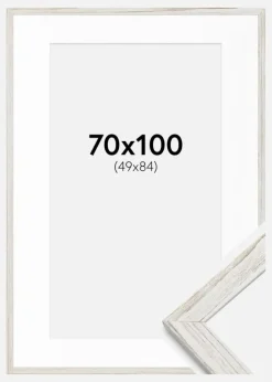 Ramme Stilren Vintage hvid 70x100 cm - Passepartout Hvid 50x85 cm