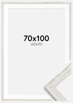Ramme Stilren Vintage hvid 70x100 cm - Passepartout Hvid 61x92 cm