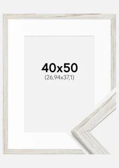 Ramme Stilren Vintage hvid 40x50 cm - Passepartout Hvid 11x15 inches