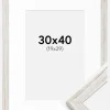 Ramme Stilren Vintage hvid 30x40 cm - Passepartout Hvid 20x30 cm