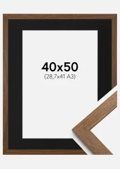 Ramme Stilren Warm Brown 40x50 cm - Passepartout Sort 29,7x42 cm (A3)