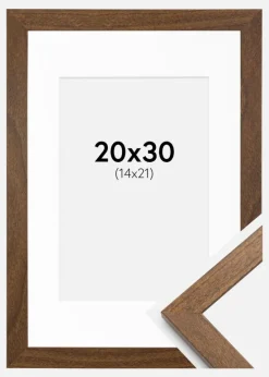 Ramme Stilren Warm Brown 20x30 cm - Passepartout Hvid 15x22 cm