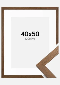 Ramme Stilren Warm Brown 40x50 cm - Passepartout Hvid 30x40 cm