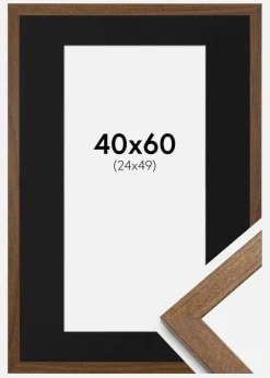 Ramme Stilren Warm Brown 40x60 cm - Passepartout Sort 25x50 cm