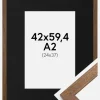 Ramme Stilren Warm Brown 42x59,4 cm (A2) - Passepartout Sort 25x38 cm