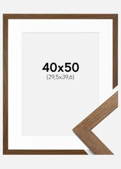 Ramme Stilren Warm Brown 40x50 cm - Passepartout Hvid 12x16 inches