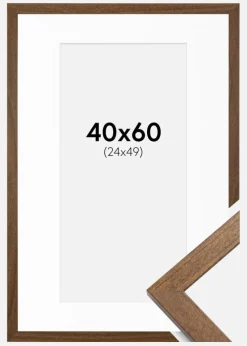 Ramme Stilren Warm Brown 40x60 cm - Passepartout Hvid 25x50 cm