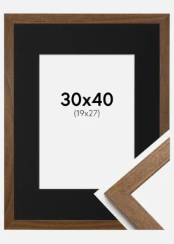 Ramme Stilren Warm Brown 30x40 cm - Passepartout Sort 20x28 cm