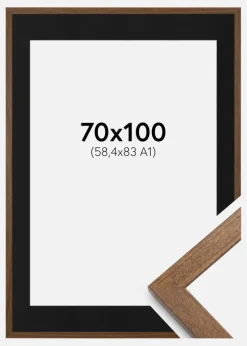 Ramme Stilren Warm Brown 70x100 cm - Passepartout Sort 59,4x84 cm (A1)