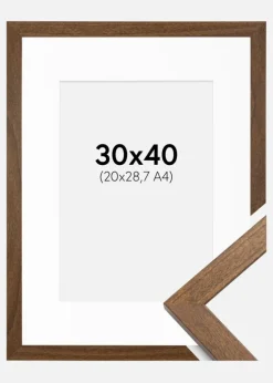Ramme Stilren Warm Brown 30x40 cm - Passepartout Hvid 21x29,7 cm (A4)