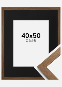 Ramme Stilren Warm Brown 40x50 cm - Passepartout Sort 27x35 cm