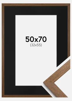 Ramme Stilren Warm Brown 50x70 cm - Passepartout Sort 33x56 cm
