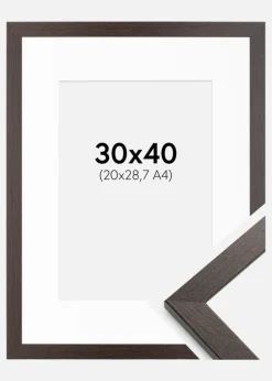 Ramme Stilren Wenge 30x40 cm - Passepartout Hvid 21x29,7 cm